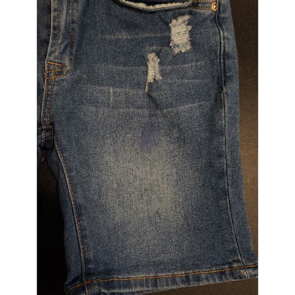 7 For all Mankind Distressed Dark Washed Blue Jean Shorts | Girls Size 14 - Picture 6 of 7
